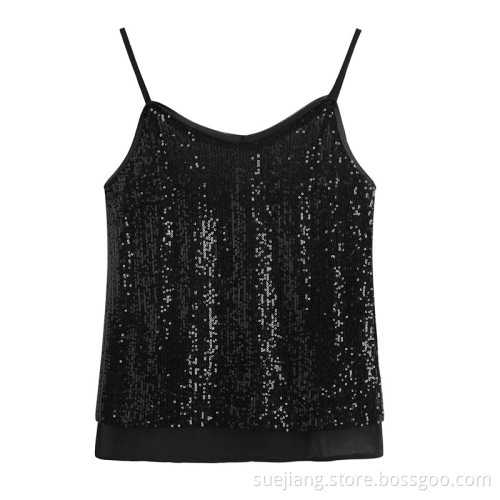 Sexy Sequin Inspired Fashion Spaghetti Strap Tops